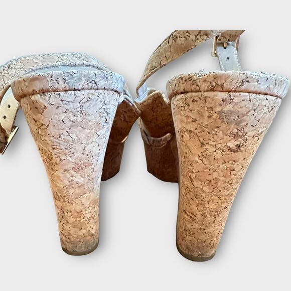 Diane von Furstenberg Liberty Wedge Sandals Natural Cork 9.5 - Picture 8 of 11